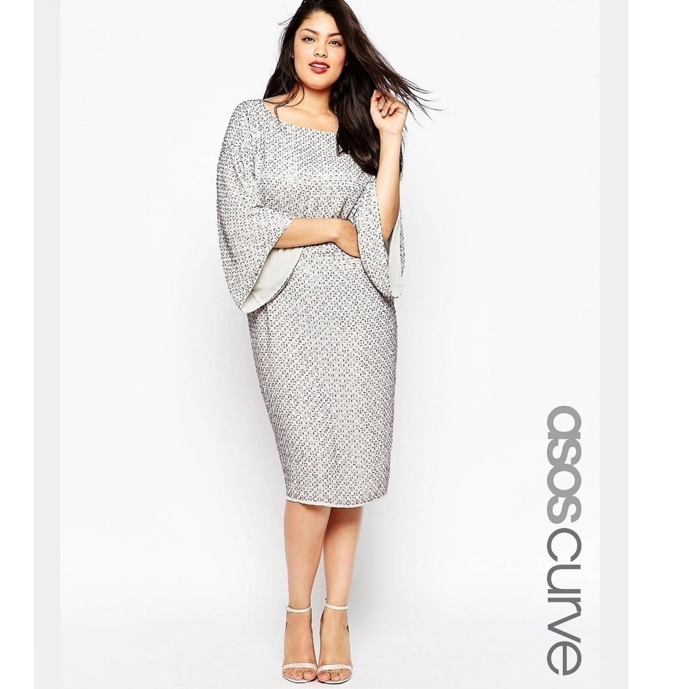 ASOS RED CARPET 16 Sequin Grid Kimono Midi Dress - Picture 6 of 13